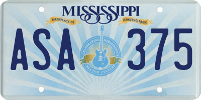 MS license plate ASA375