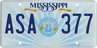 MS license plate ASA377