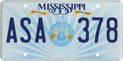 MS license plate ASA378