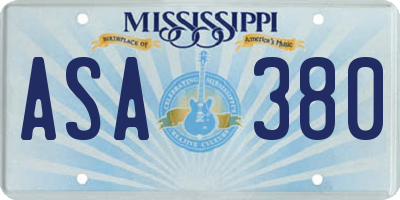 MS license plate ASA380