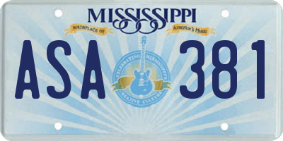MS license plate ASA381