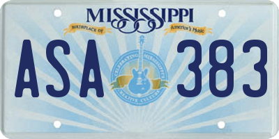 MS license plate ASA383