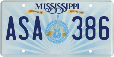 MS license plate ASA386