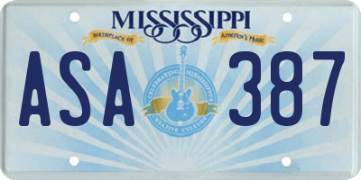 MS license plate ASA387