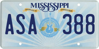 MS license plate ASA388