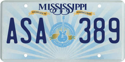 MS license plate ASA389