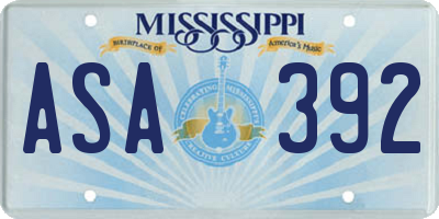 MS license plate ASA392