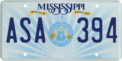 MS license plate ASA394