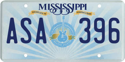 MS license plate ASA396