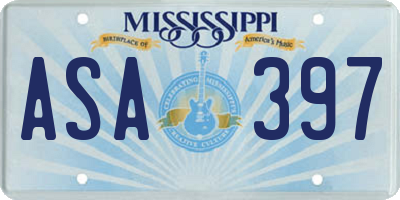 MS license plate ASA397