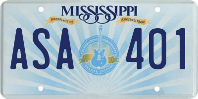 MS license plate ASA401