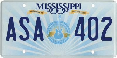MS license plate ASA402