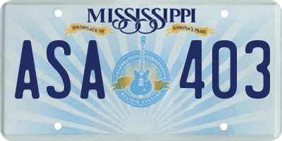 MS license plate ASA403