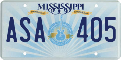 MS license plate ASA405