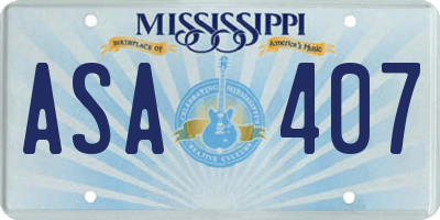 MS license plate ASA407