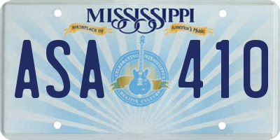MS license plate ASA410