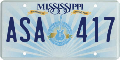 MS license plate ASA417