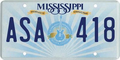 MS license plate ASA418