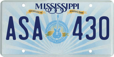 MS license plate ASA430