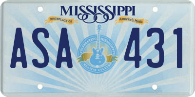 MS license plate ASA431