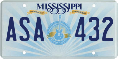 MS license plate ASA432