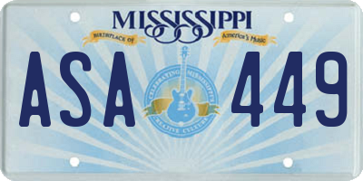 MS license plate ASA449