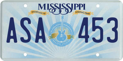 MS license plate ASA453