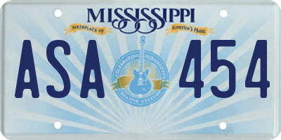 MS license plate ASA454
