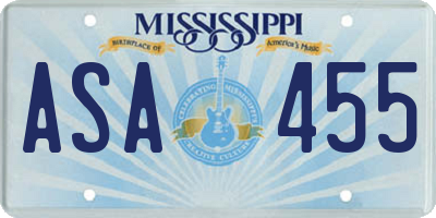 MS license plate ASA455