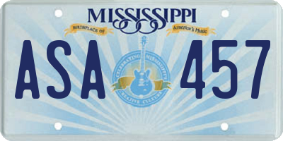 MS license plate ASA457