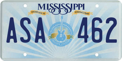 MS license plate ASA462