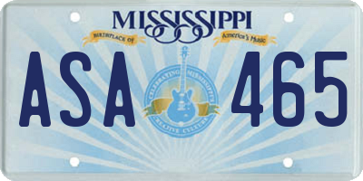 MS license plate ASA465