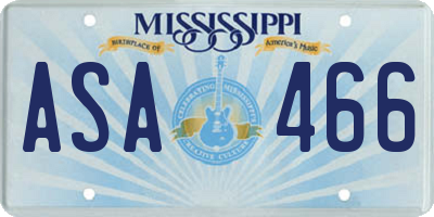 MS license plate ASA466