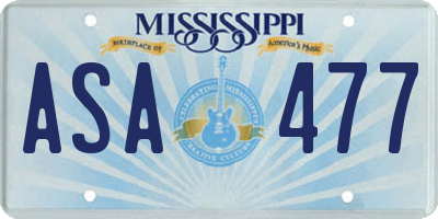 MS license plate ASA477