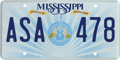 MS license plate ASA478