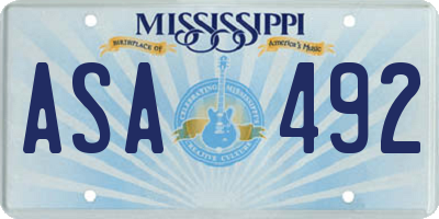 MS license plate ASA492