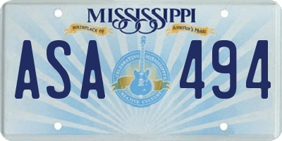 MS license plate ASA494