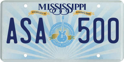 MS license plate ASA500