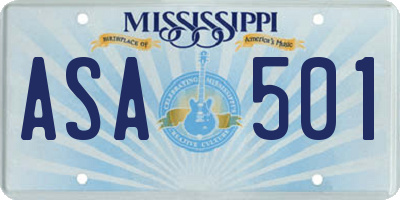 MS license plate ASA501