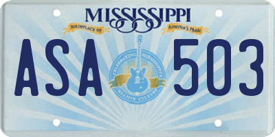 MS license plate ASA503
