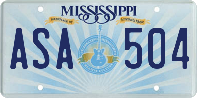 MS license plate ASA504