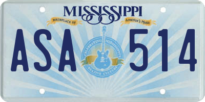 MS license plate ASA514