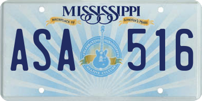 MS license plate ASA516