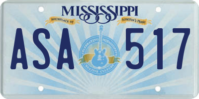 MS license plate ASA517