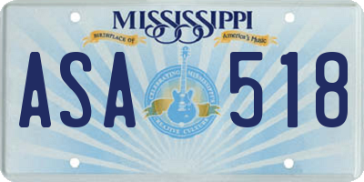 MS license plate ASA518