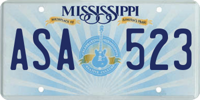 MS license plate ASA523