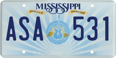 MS license plate ASA531