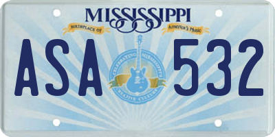MS license plate ASA532