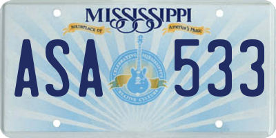 MS license plate ASA533