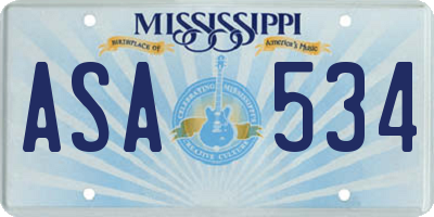 MS license plate ASA534